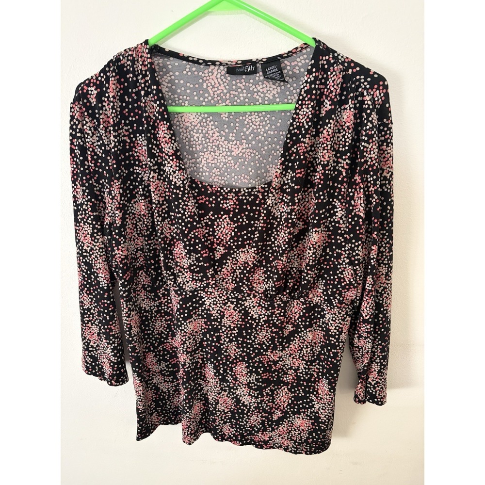 East 5th Women's Size L- 3/4  Sleeve Colorful Dotted Print Pullover Blouse